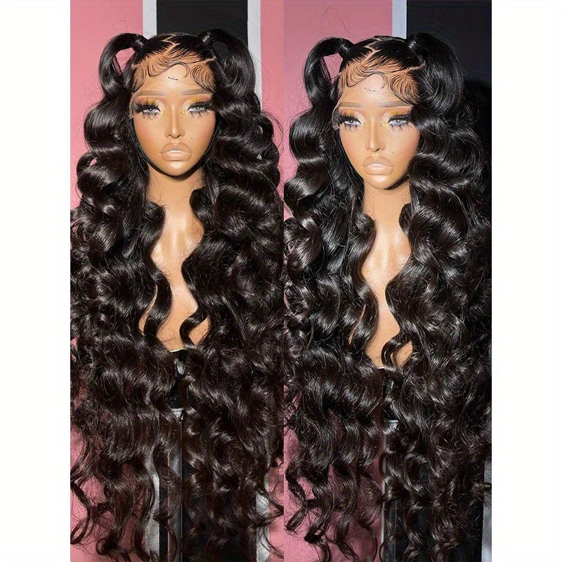 Brazilian Loose Deep Wave Frontal Wig - Glueless HD Lace Front Human Hair Wig for Women - Pre-Plucked 13x6 Nature Water Wave Lace Front Wig