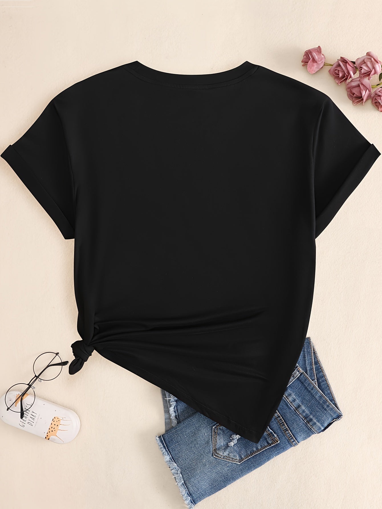 Vibrant Letter Print Crew Neck T-Shirt - Soft, Breathable, Casual Short Sleeve Tee for Spring & Summer - Womens Stylish Clothing for Everyday Wear